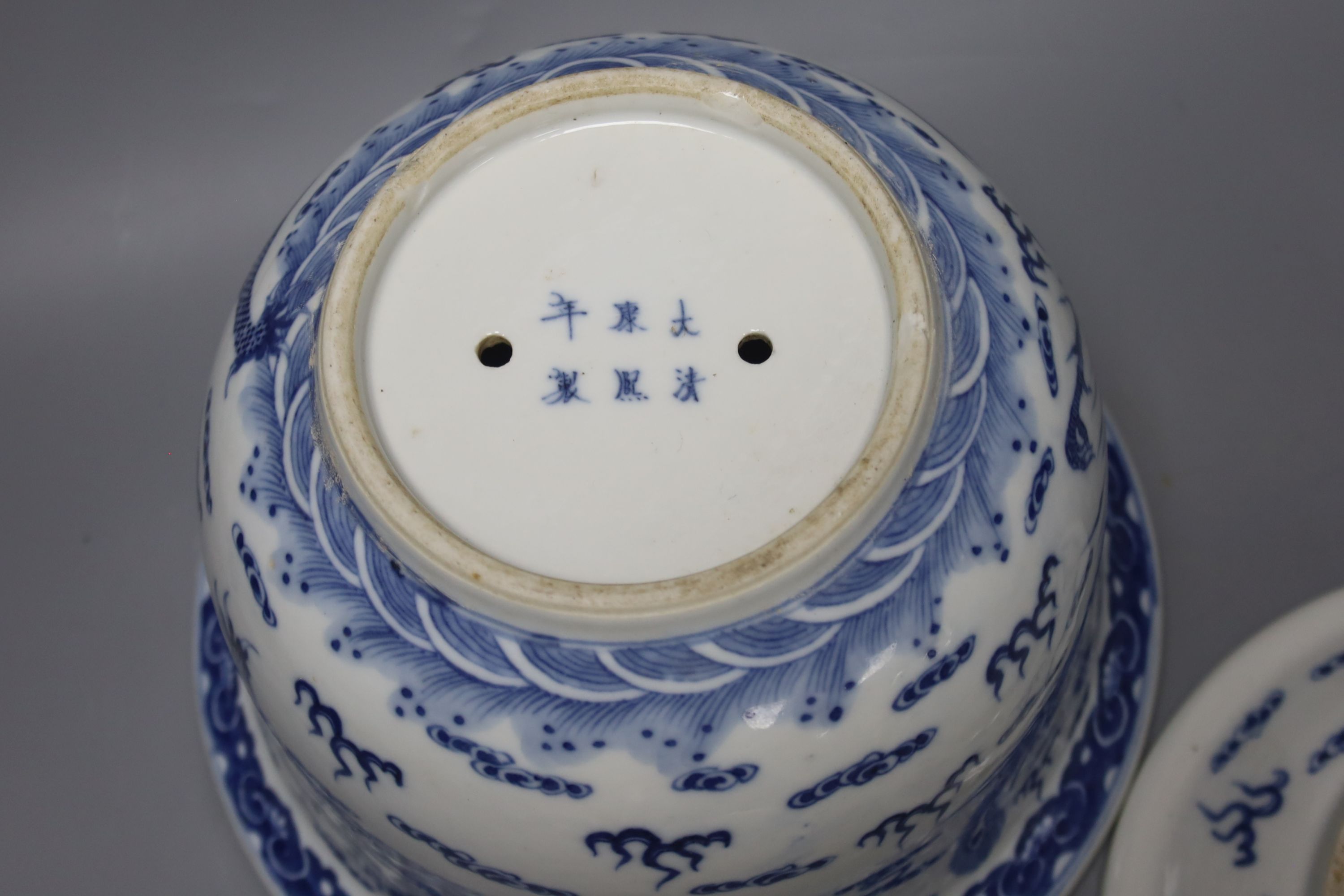 A 19th century Chinese porcelain jardiniere on stand